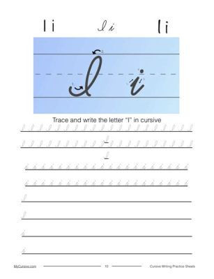 how to write a lowercase i in cursive